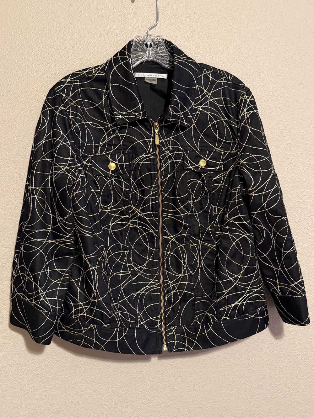 Peter Nygard Black Jacket with Gold Stitching